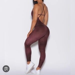 Bombshell sculpt bodysuit jumpsuit in vintage port